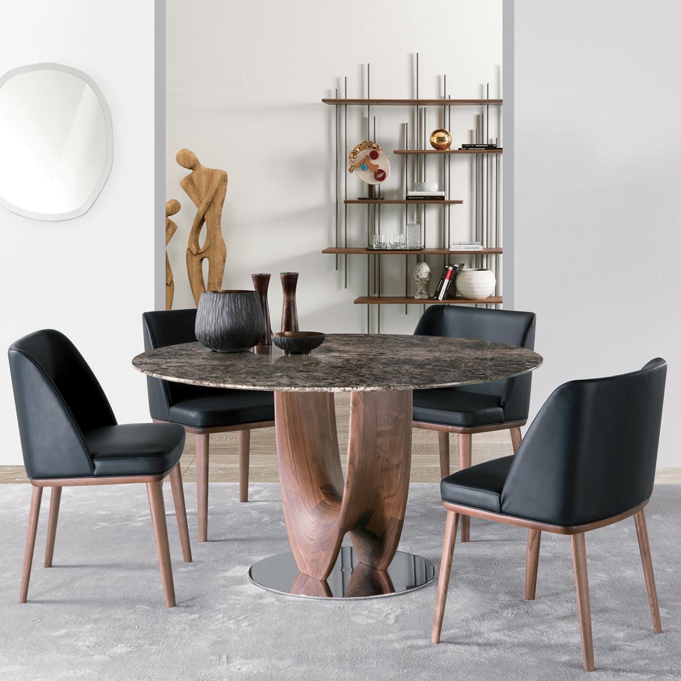 Table de salle à manger ronde Axis avec plateau en marbre