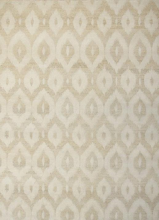 Tapis Ikat Beige en Laine Noué à la Main
