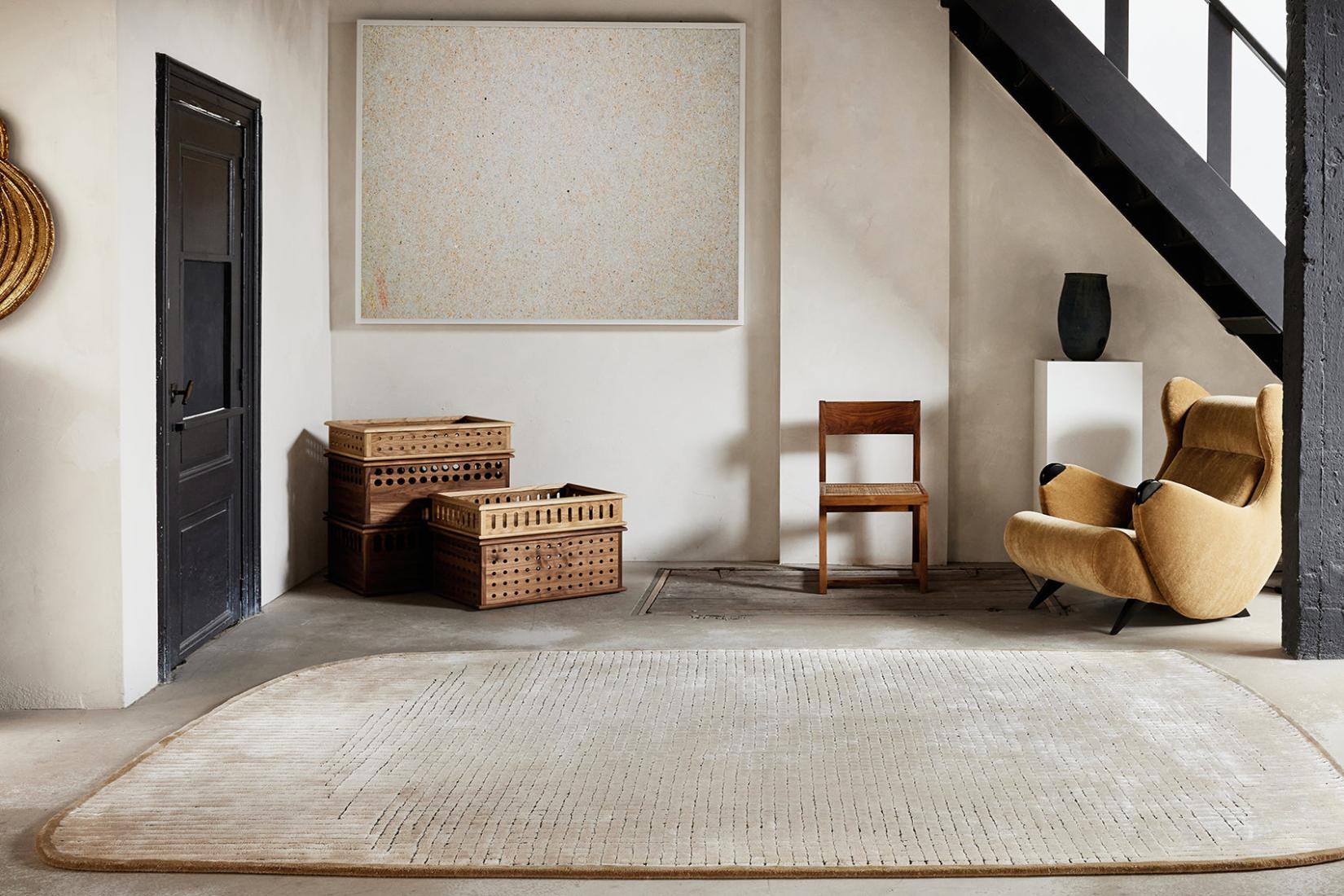 Tapis Geometry sable tufté main