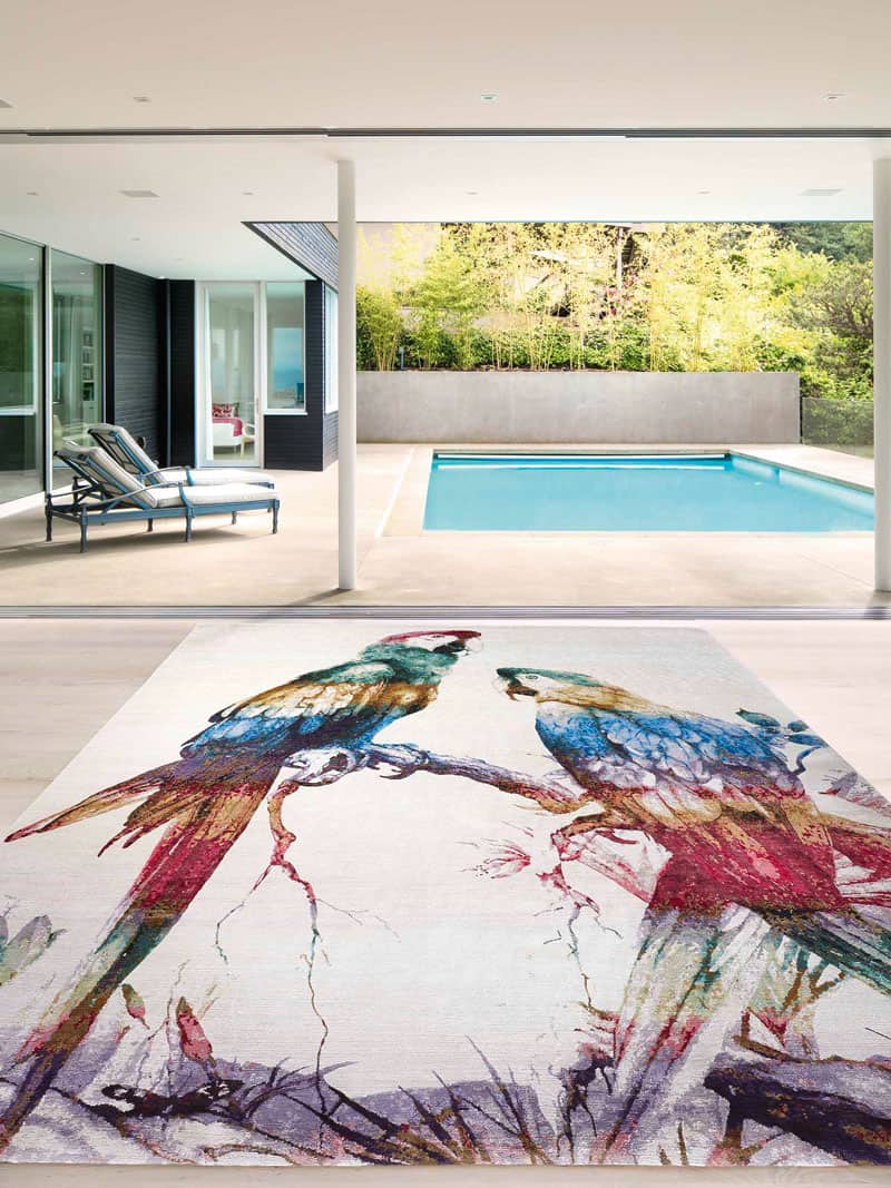 Tapis tissé main Deux Perroquets