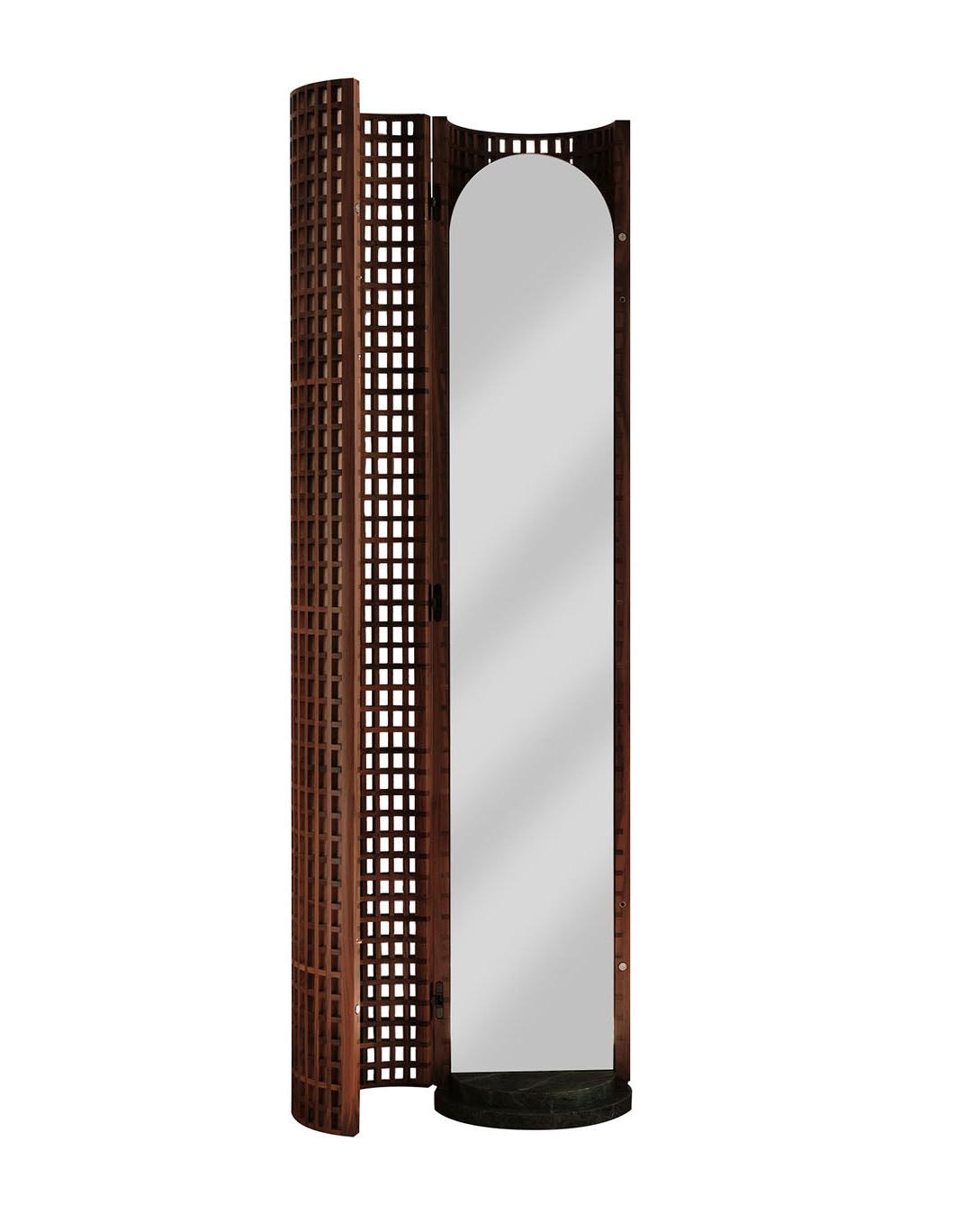 Miroir sur Pied Noyer & Marbre