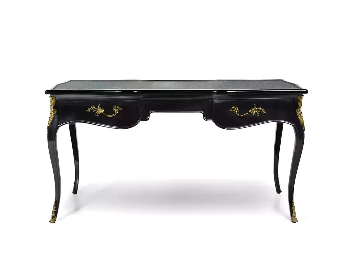 Bureau Ormolu Plateau Plume de Paon Exotique