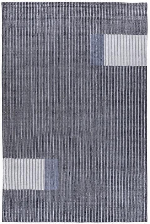 Tapis à Rayures en Viscose Tissé à la Main