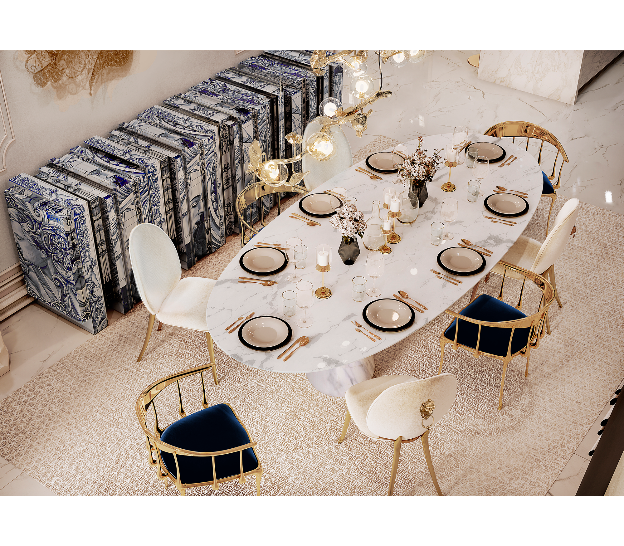 Grande Table Ovale Estremoz Obsidienne