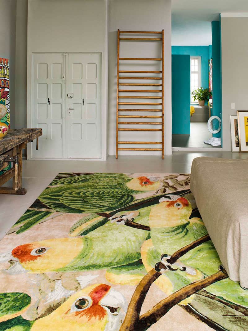 Tapis tissé main Perroquets