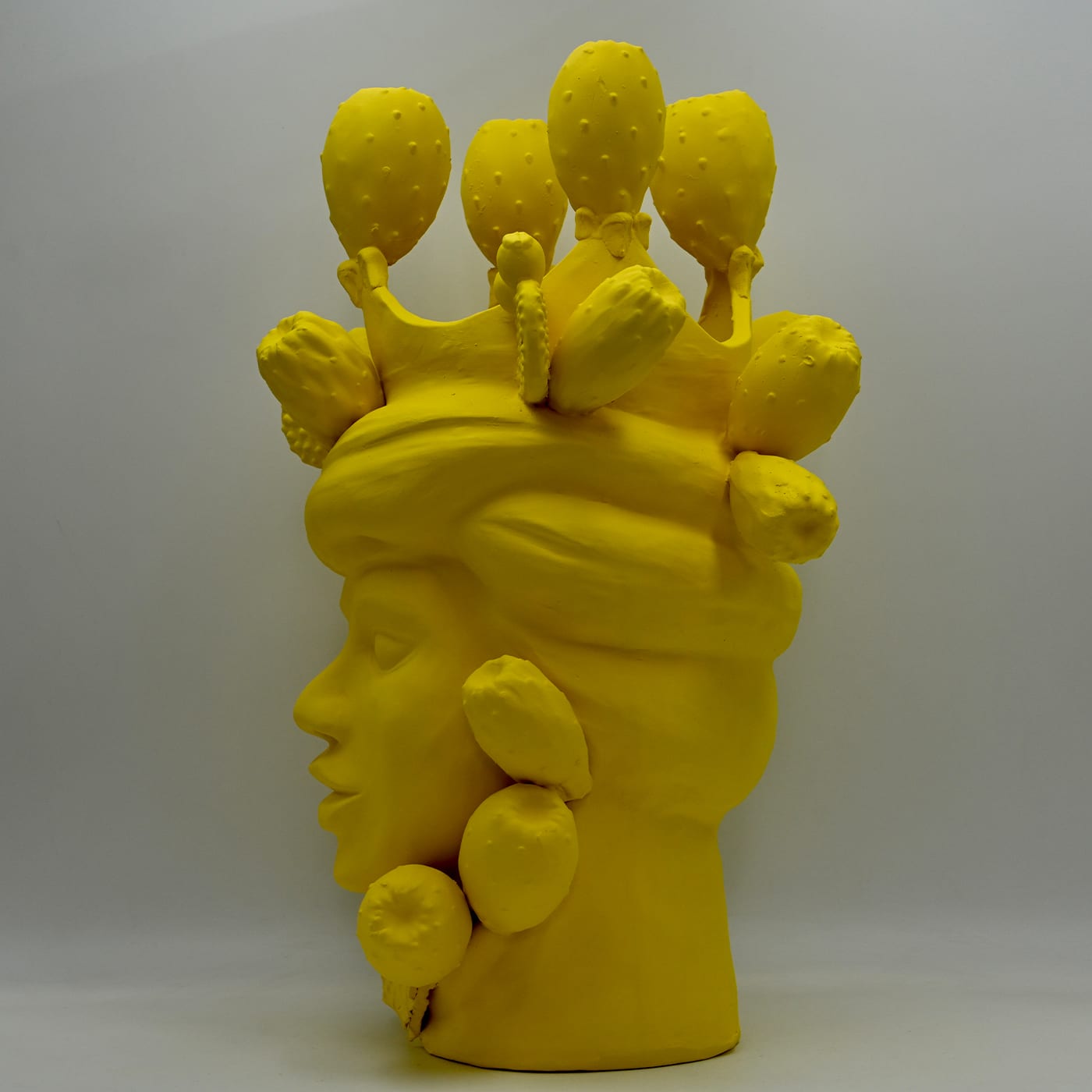 Sculpture Tête De Maure Jaune Artisanale