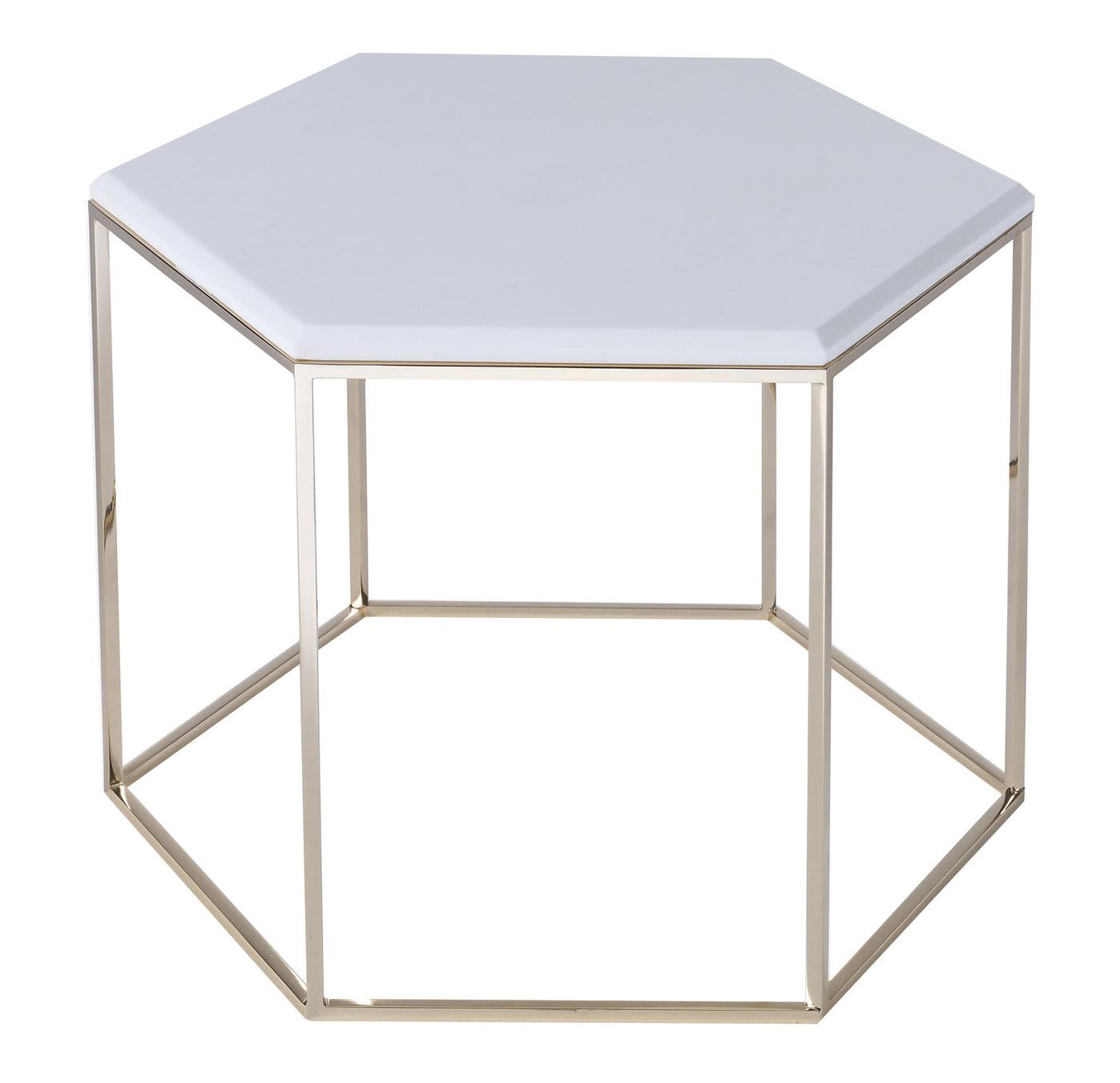 Table basse hexagonale en marbre blanc