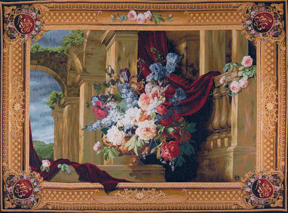 Tapisserie Bouquet et Architecture | Taille: 110 x 150 cm