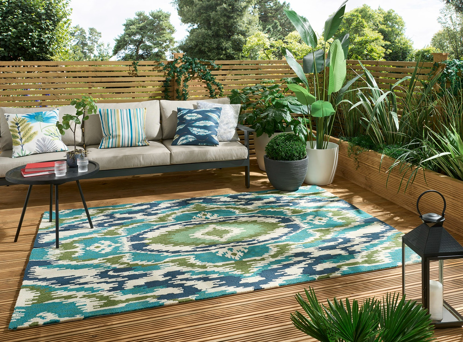 Tapis d’extérieur Ixora Émeraude / Palmier / Chartreuse