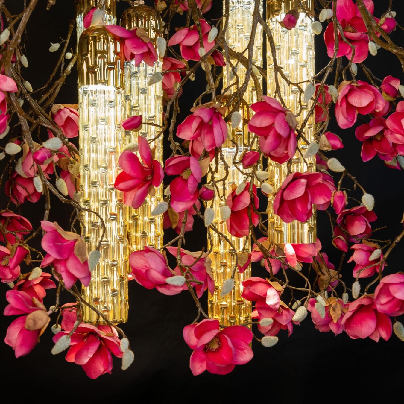 Lustre carré doré Magnolia