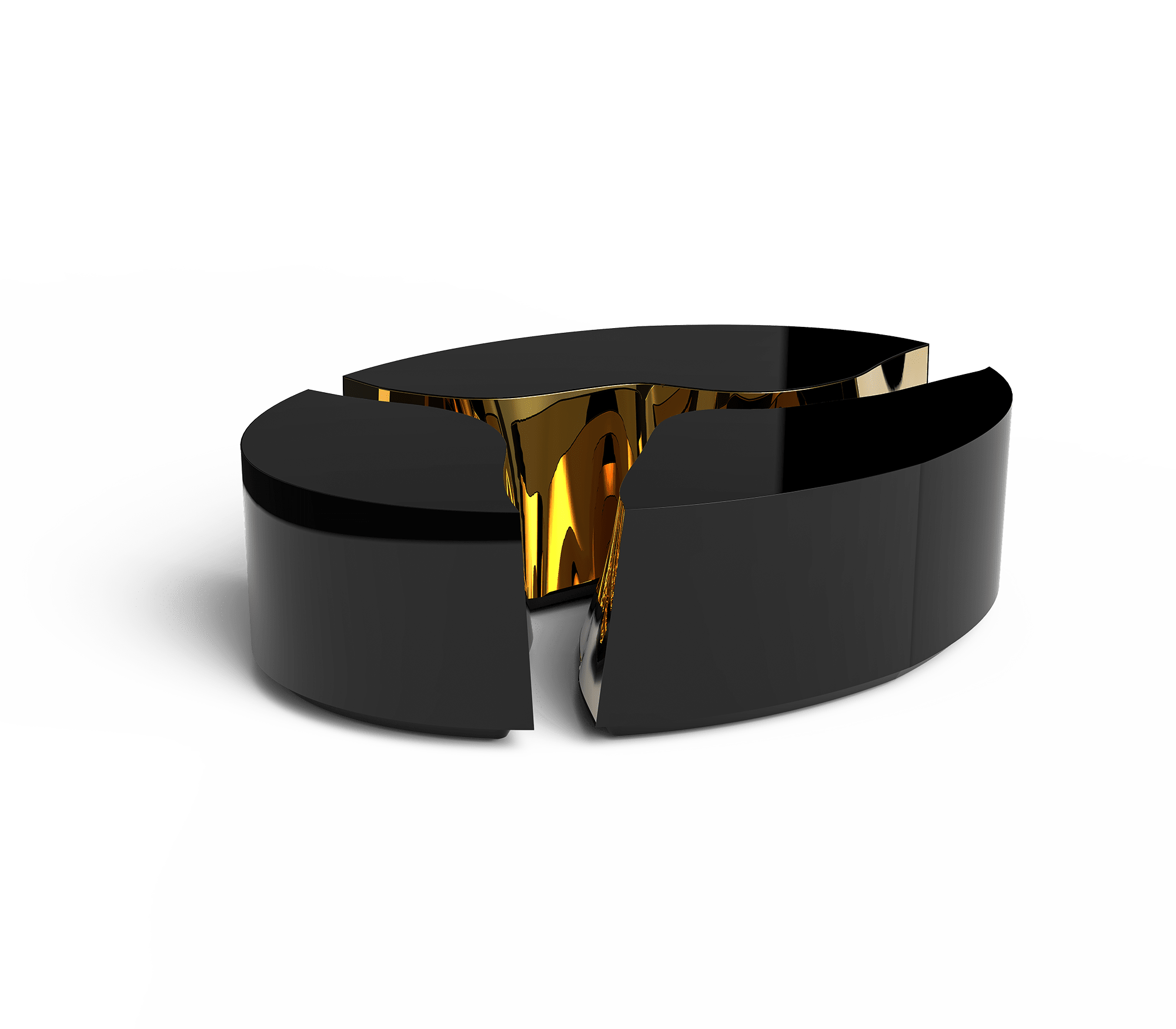 Table Basse Ovale Noire Fissure