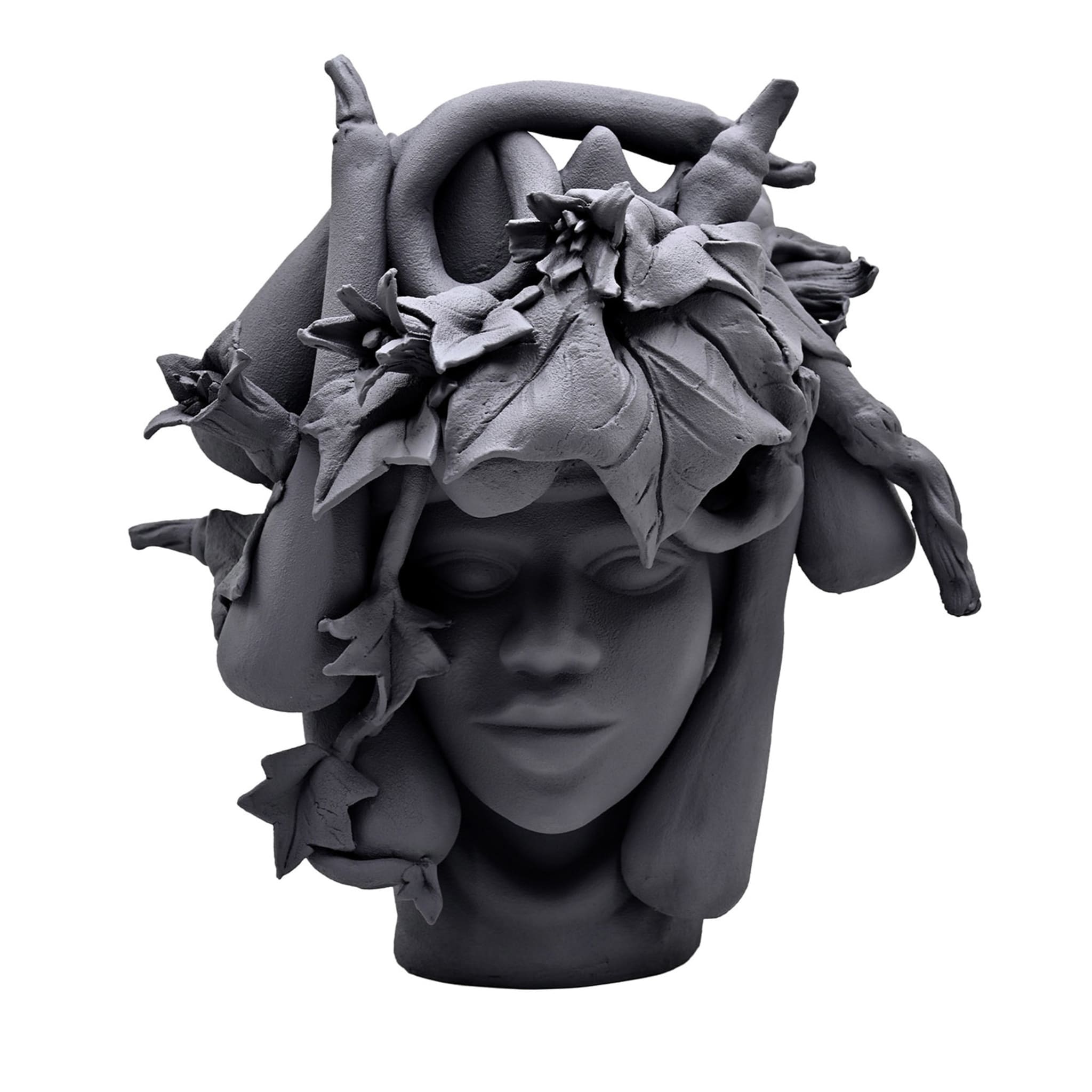 Sculpture Tête De Maure Grise