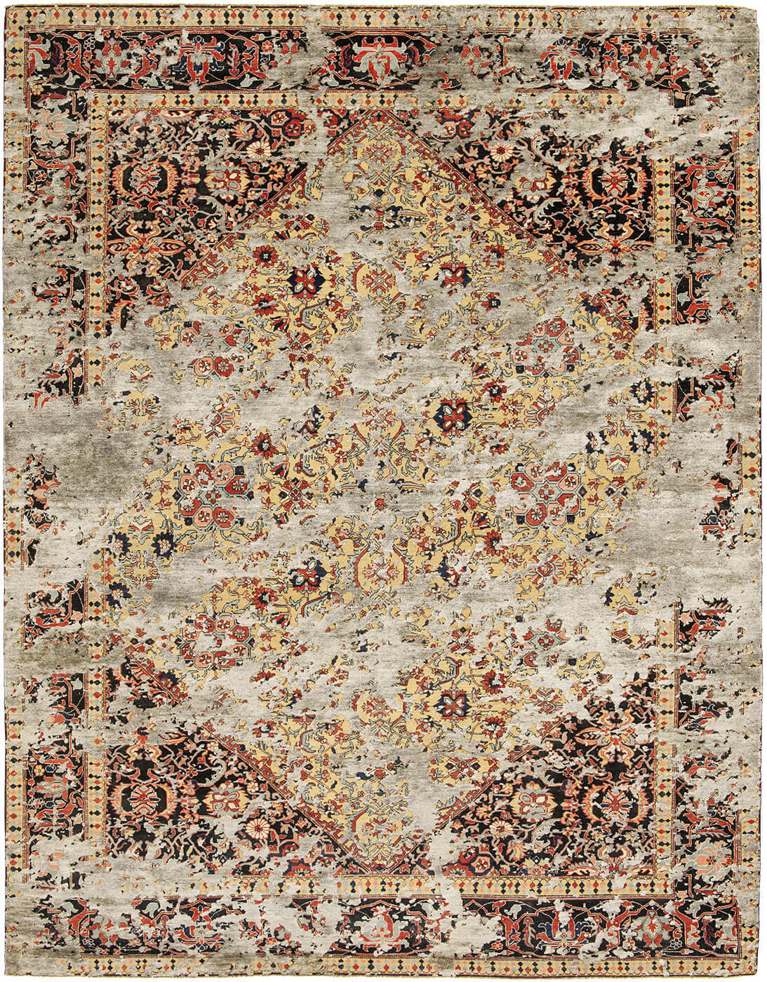 Tapis Serapi Queensbury Double Ciel Jaune D 047 Soie | Taille: 200 x 300 cm
