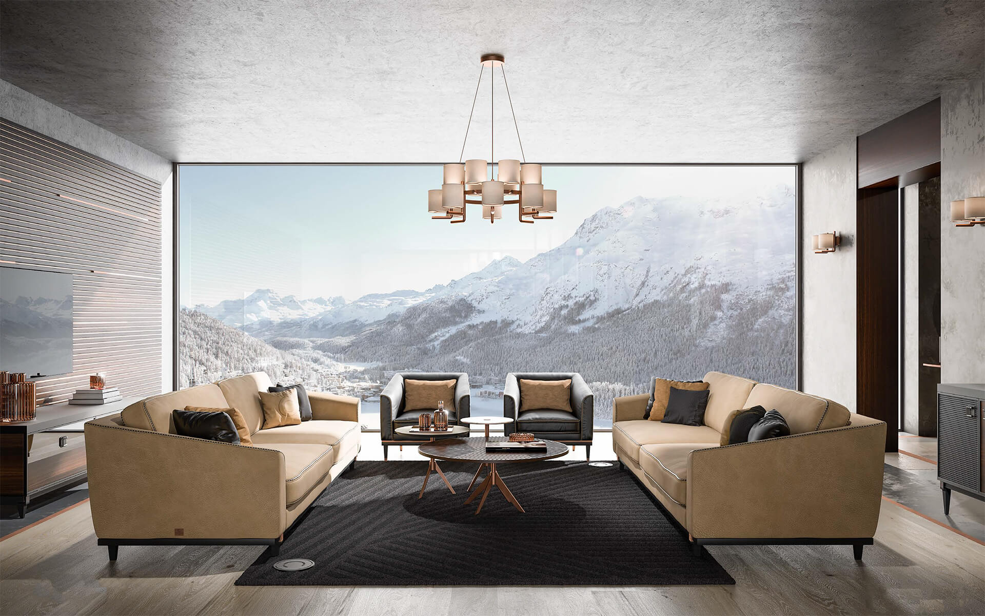 Canapé Beige Moderne | Configuration: 2 places