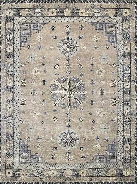 Tapis en Laine Khotan Noué à la Main