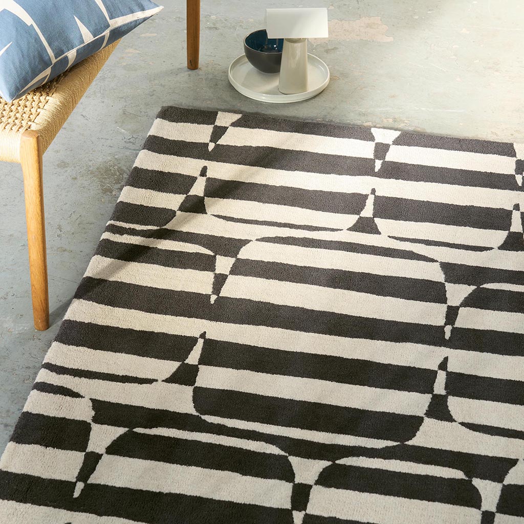 Tapis Bloc Rayé Charbon