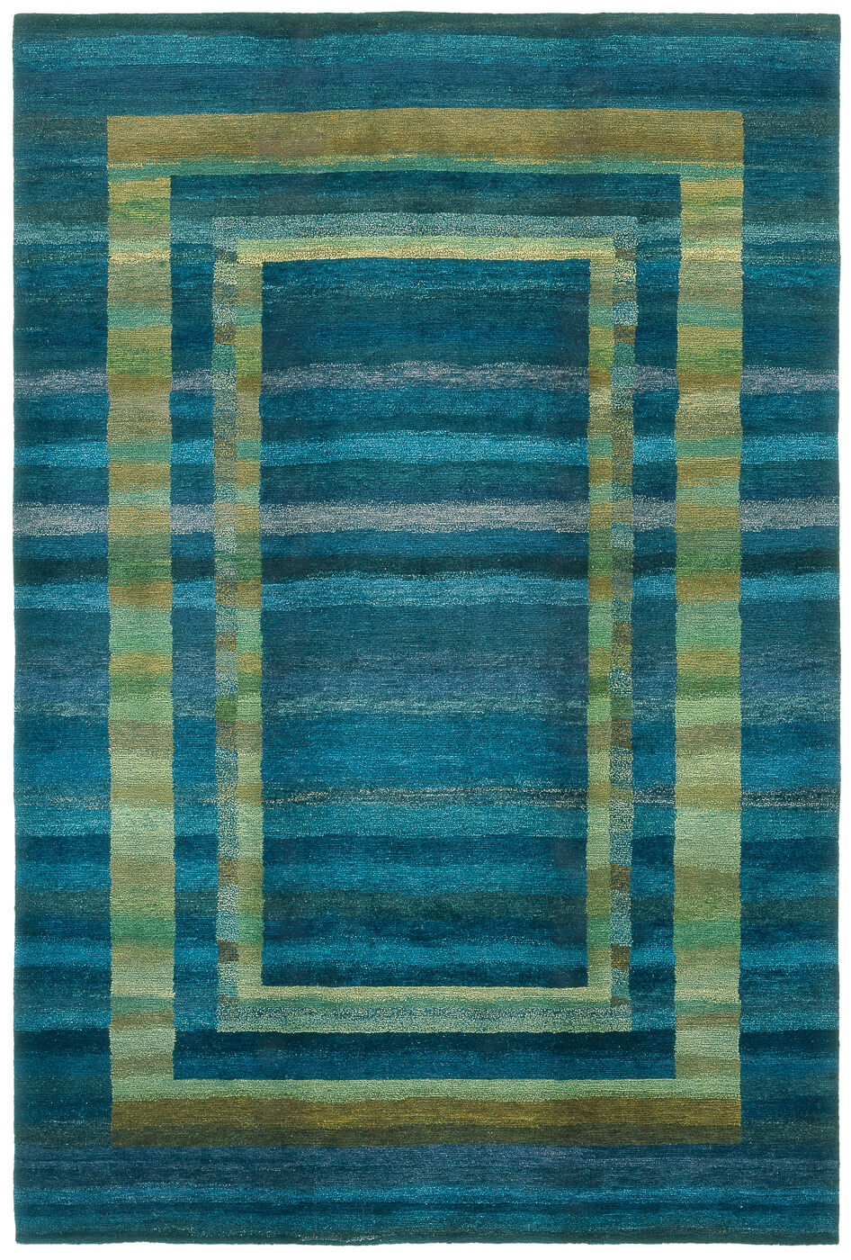 Tapis Gamba Triple Bordure Bleu Vert