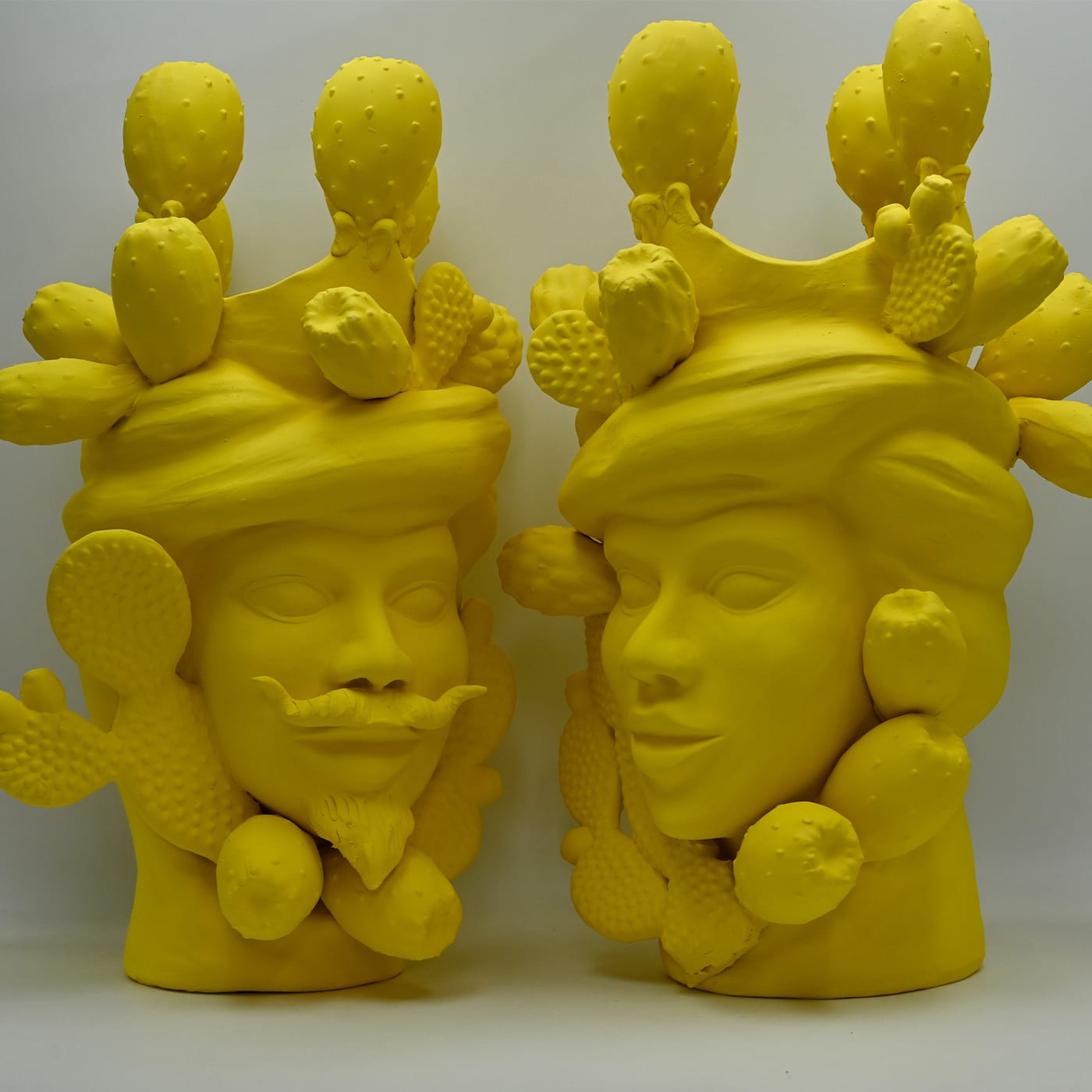 Sculpture Tête De Maure Jaune Artisanale