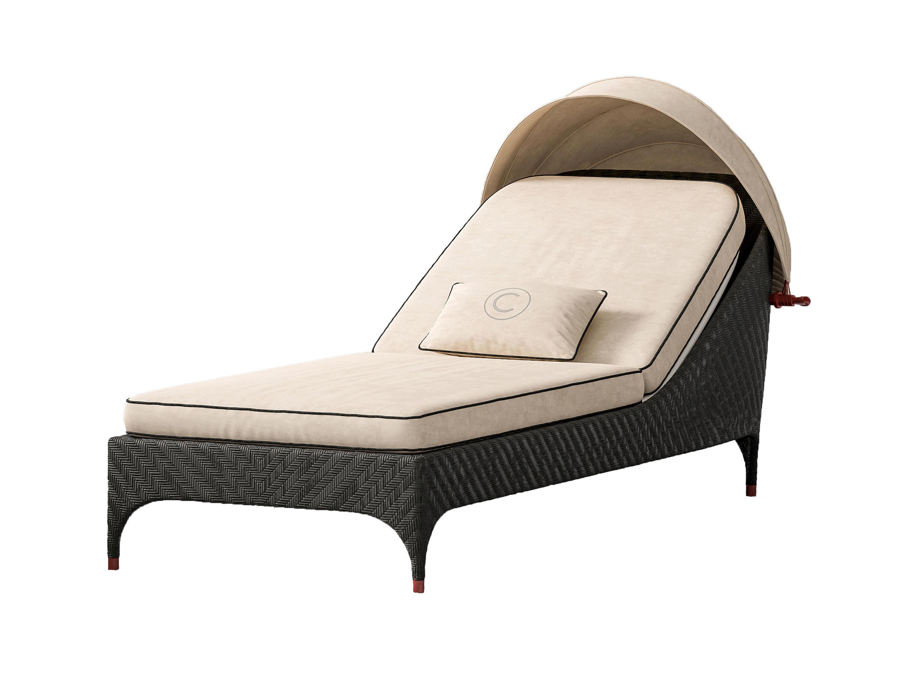 Chaise Longue D’Extérieur Italienne Avec Pare-Soleil