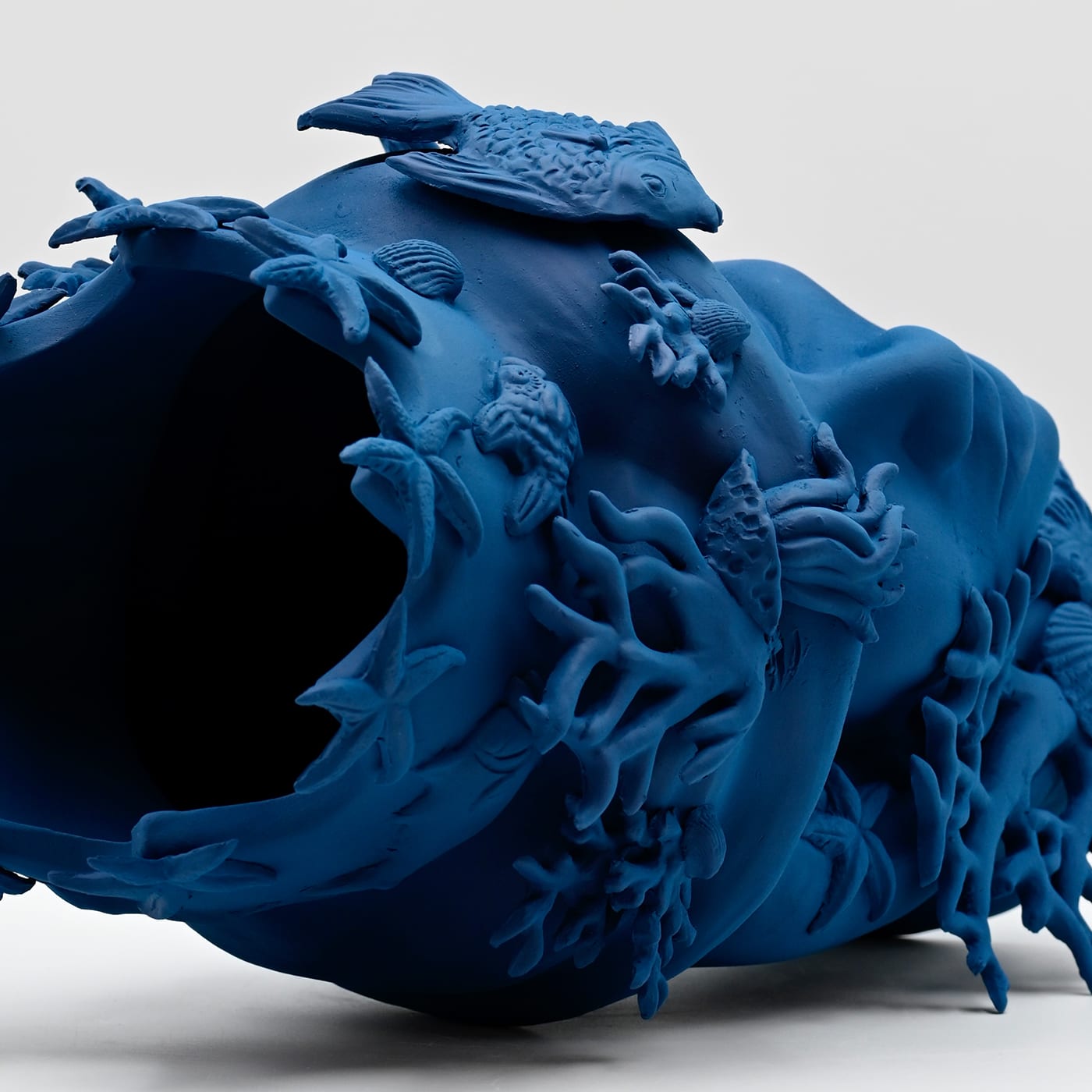 Sculpture Tête De Maure Bleu Royal Artisanale