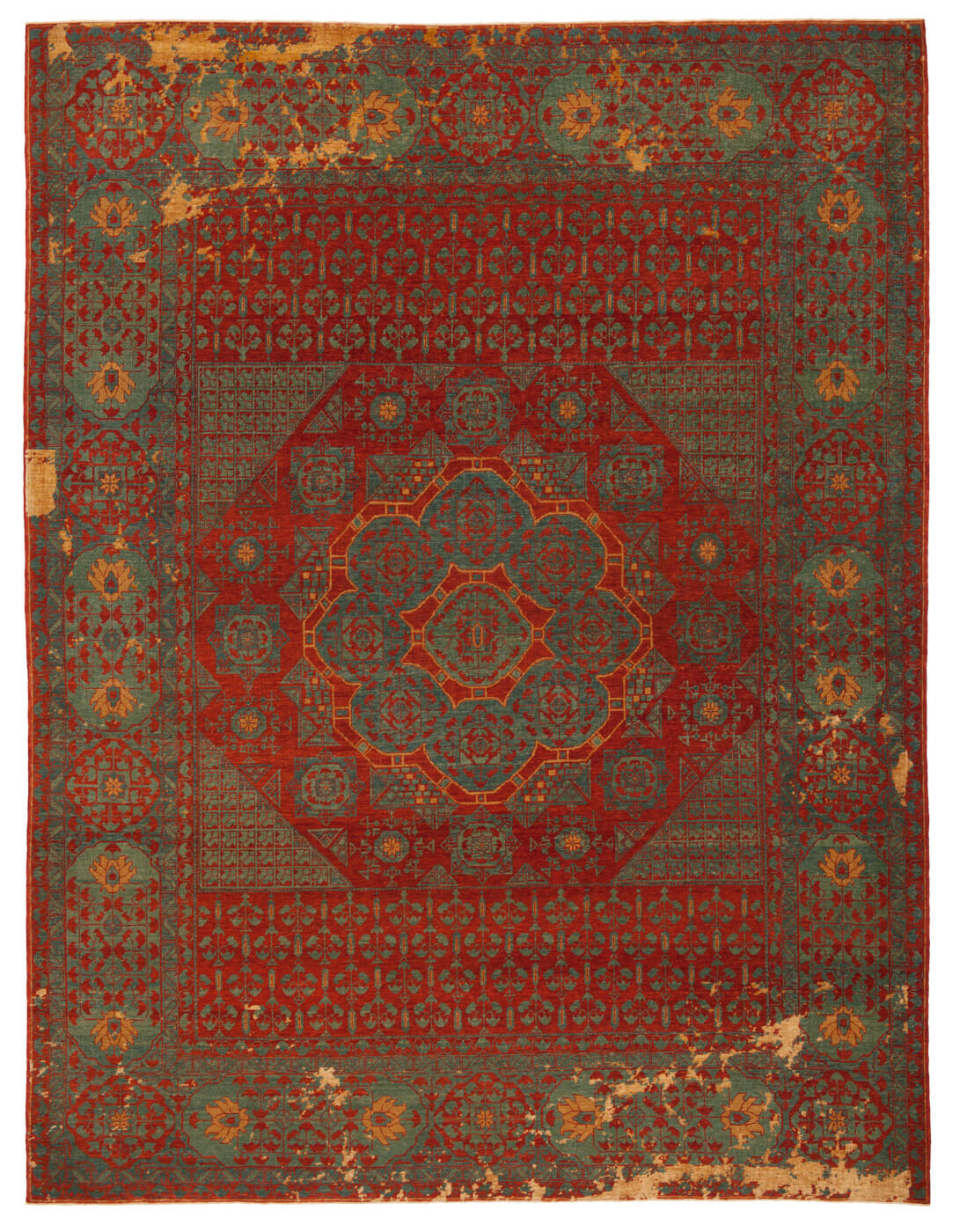 Tapis Mamluk Kensington Doré Texturé Marron Soie