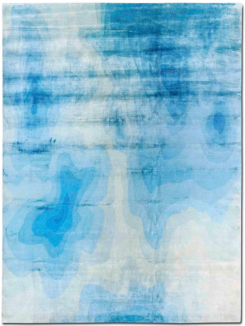 Tapis noué main de luxe Ocean Bleu