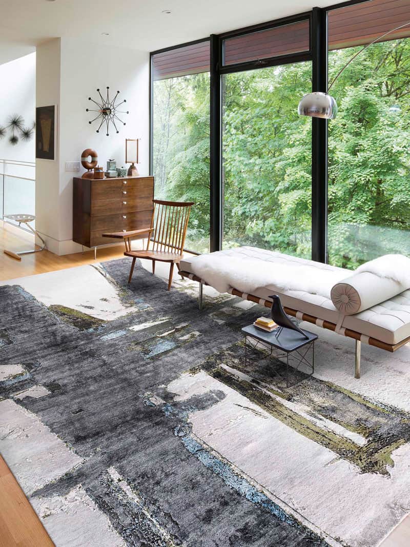 Tapis tissé main Vert Rouille | Taille: 365 x 457 cm