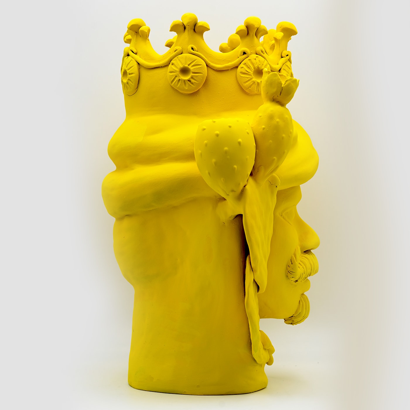 Sculpture Tête De Maure Jaune Mat