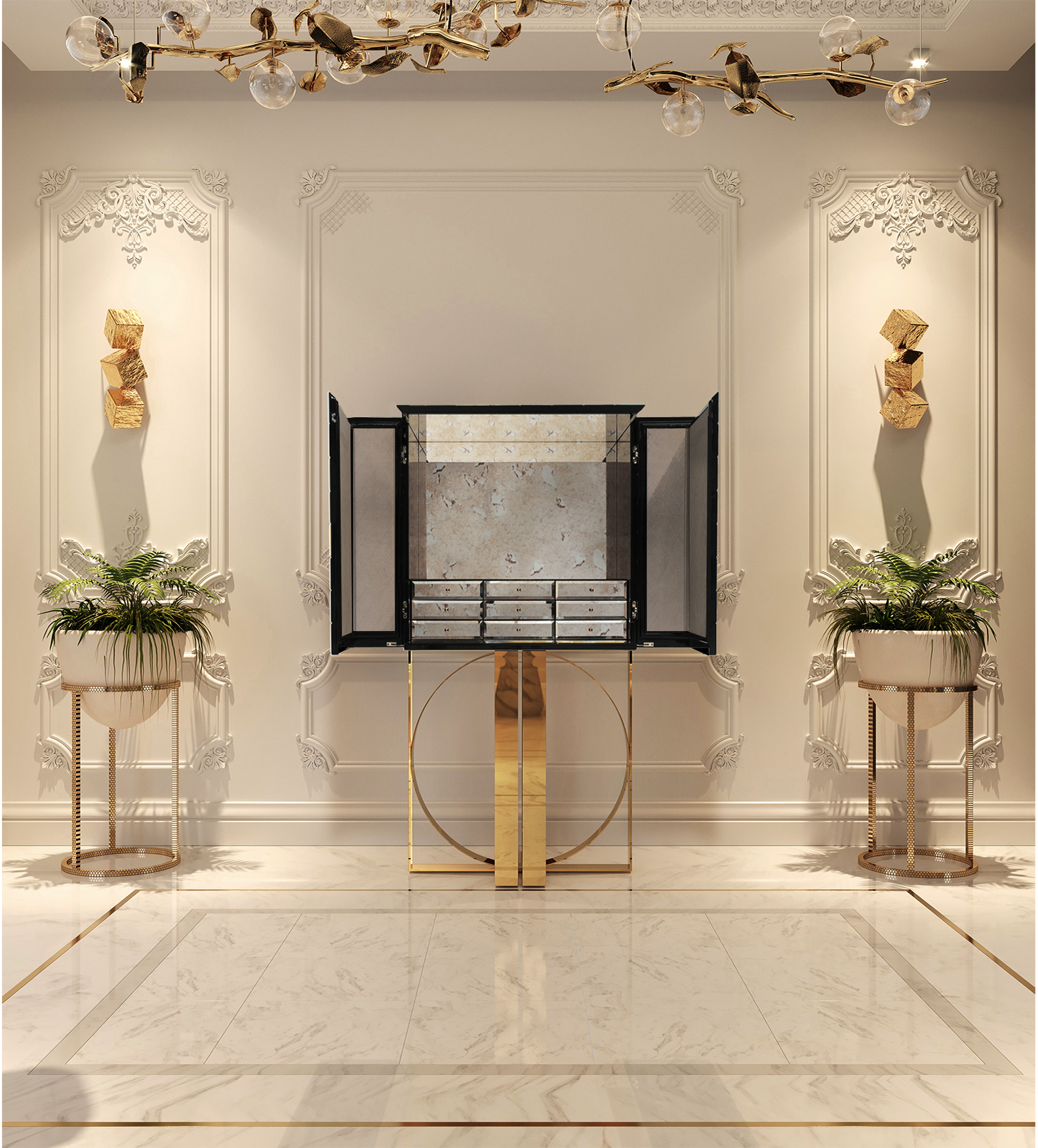 Armoire Accents Dorés Mosaic