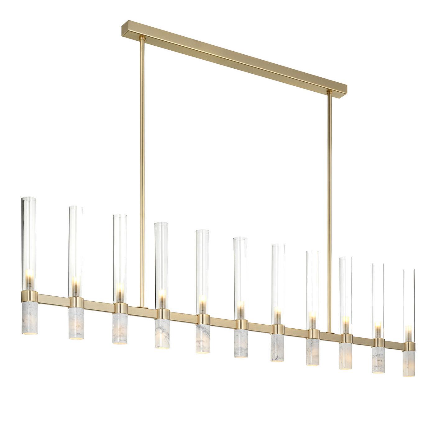Lustre Rectangulaire Contemporain en Marbre et Verre