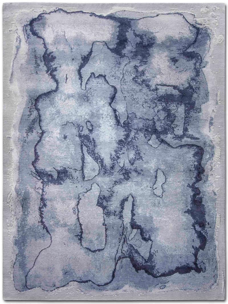 Tapis noué main Mono Bleu