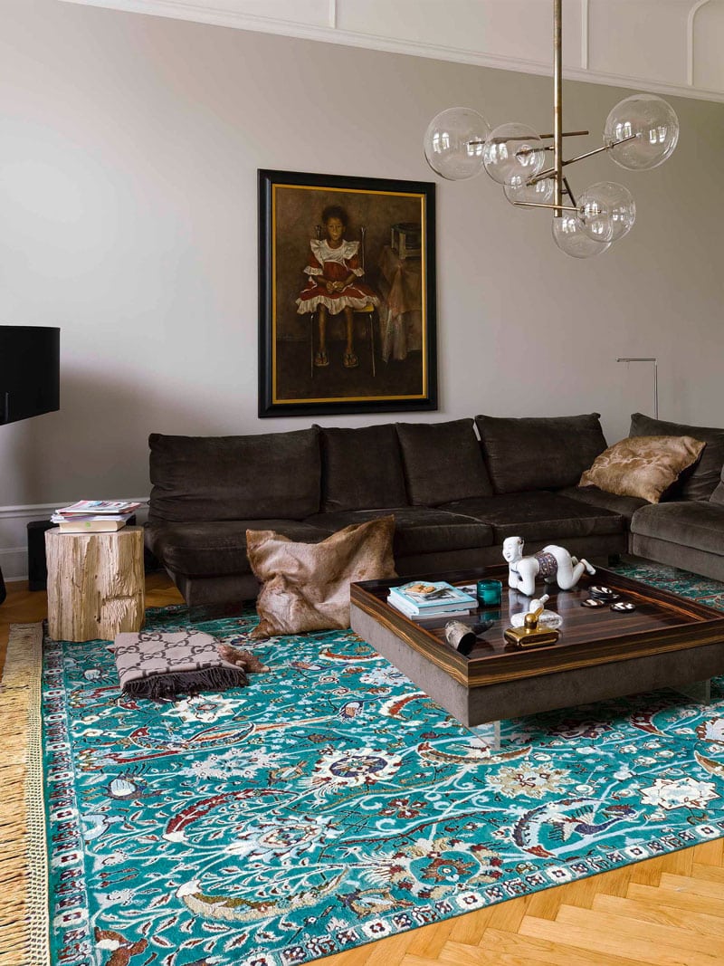Tapis de luxe fait main Kerman Vert