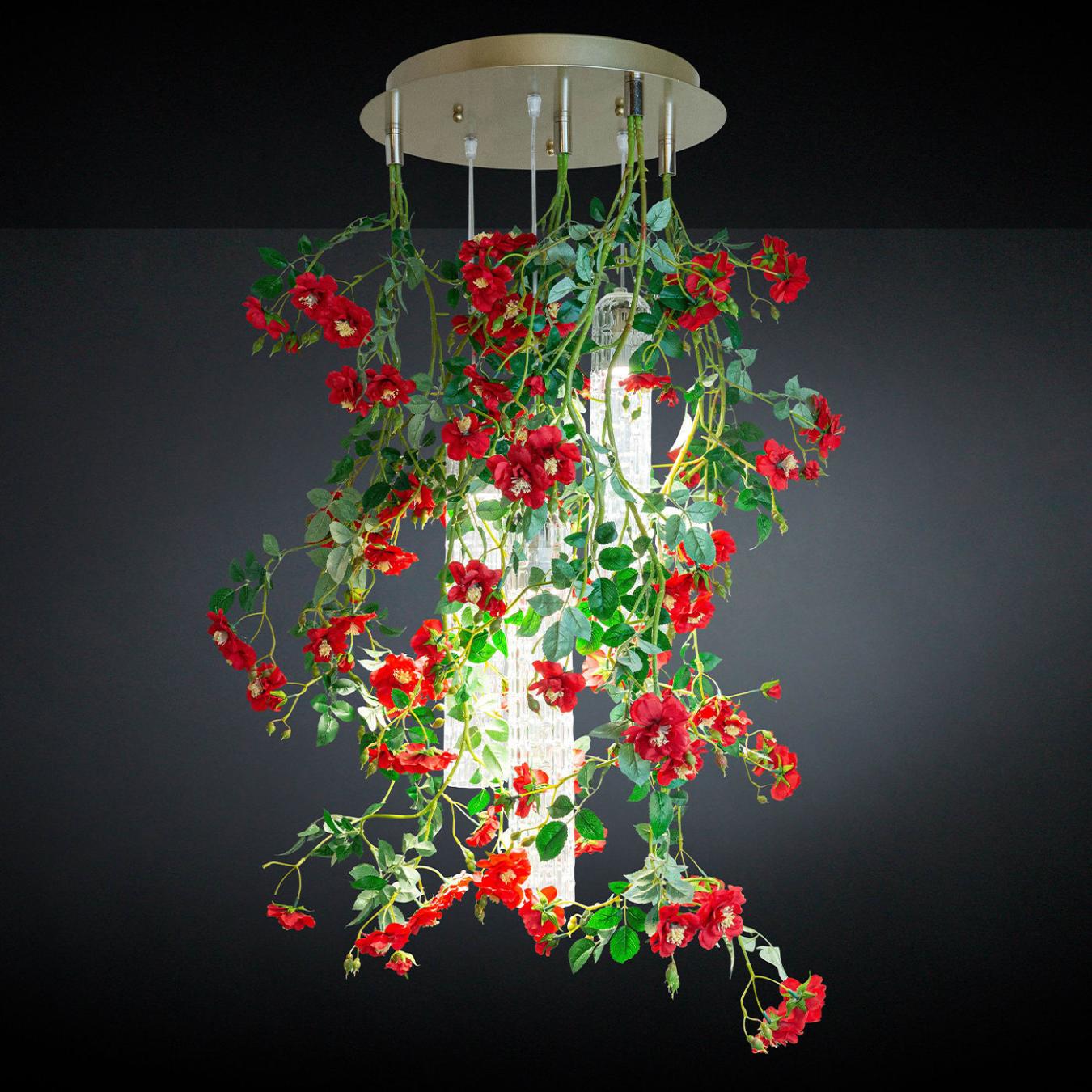 Petit lustre roses rouges
