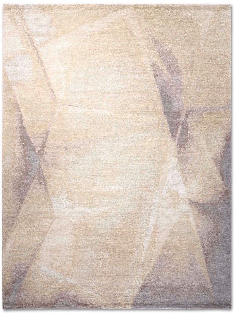 Tapis noué main Jaune Mauve