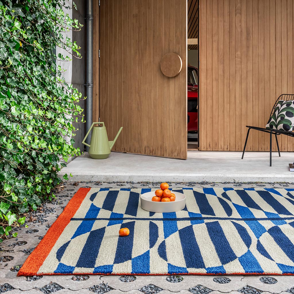 Tapis Tige Rayée Azur Extérieur
