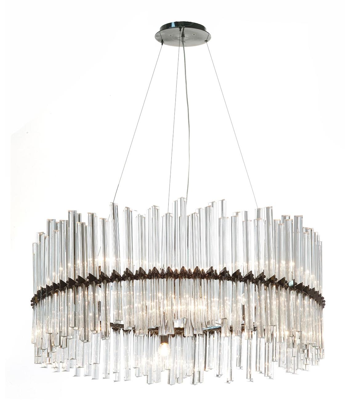 Lustre Circulaire en Cristal Trihedron Nickel Foncé
