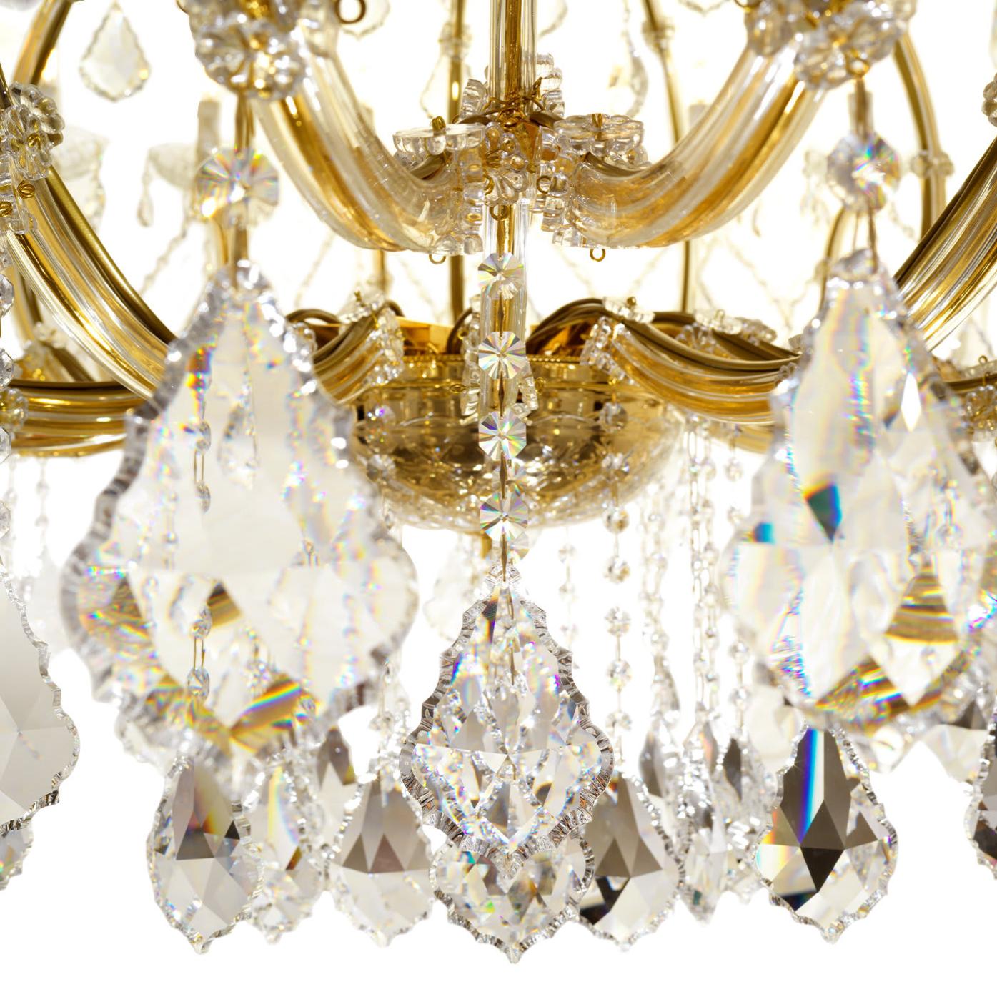 Lustre Mariateresa Finition Or avec Pendentifs en Cristal