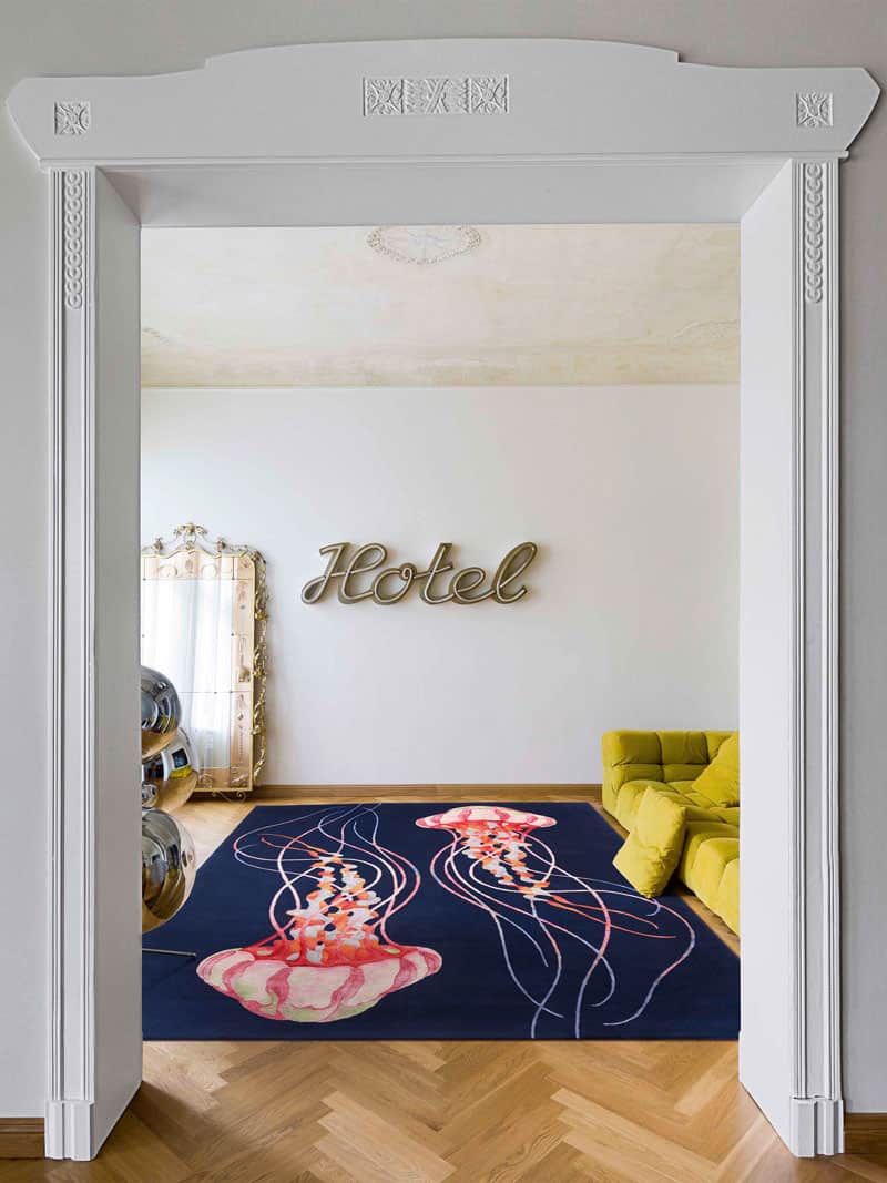 Tapis noué main Méduse