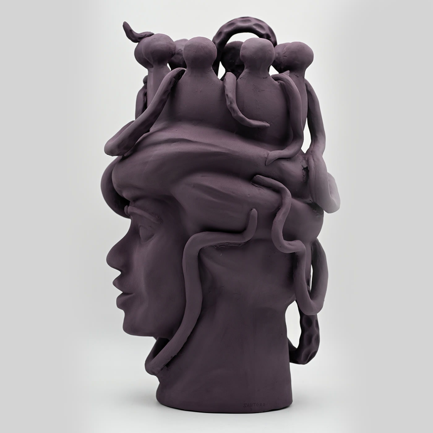 Sculpture Tête De Maure Marron Artisanale