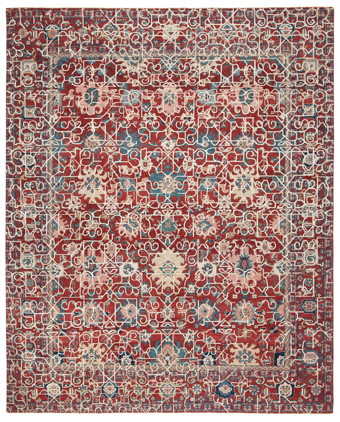 Tapis Bidjar Kingscross Hayat1 Rouge Blanc Soie