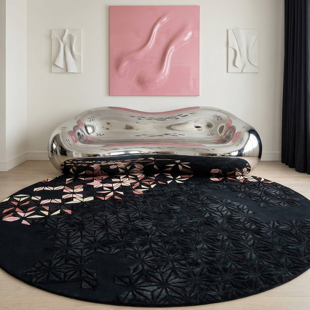Tapis Rond Harmonie Noir