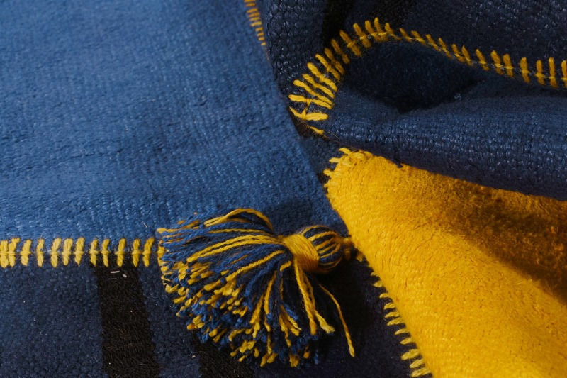Tapis Patchwork Chanvre Bleu Profond