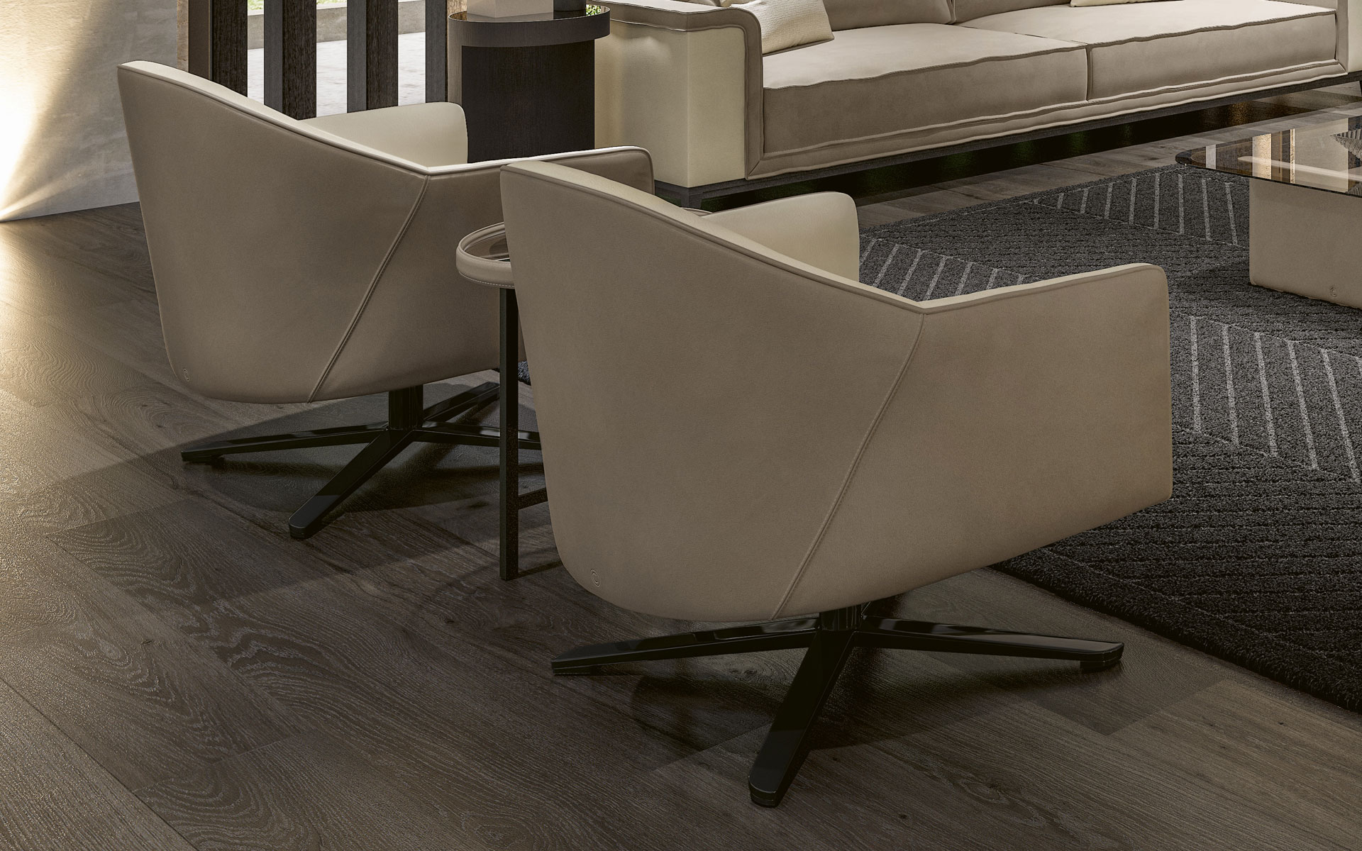 Fauteuil Pivotant en Cuir et Tissu