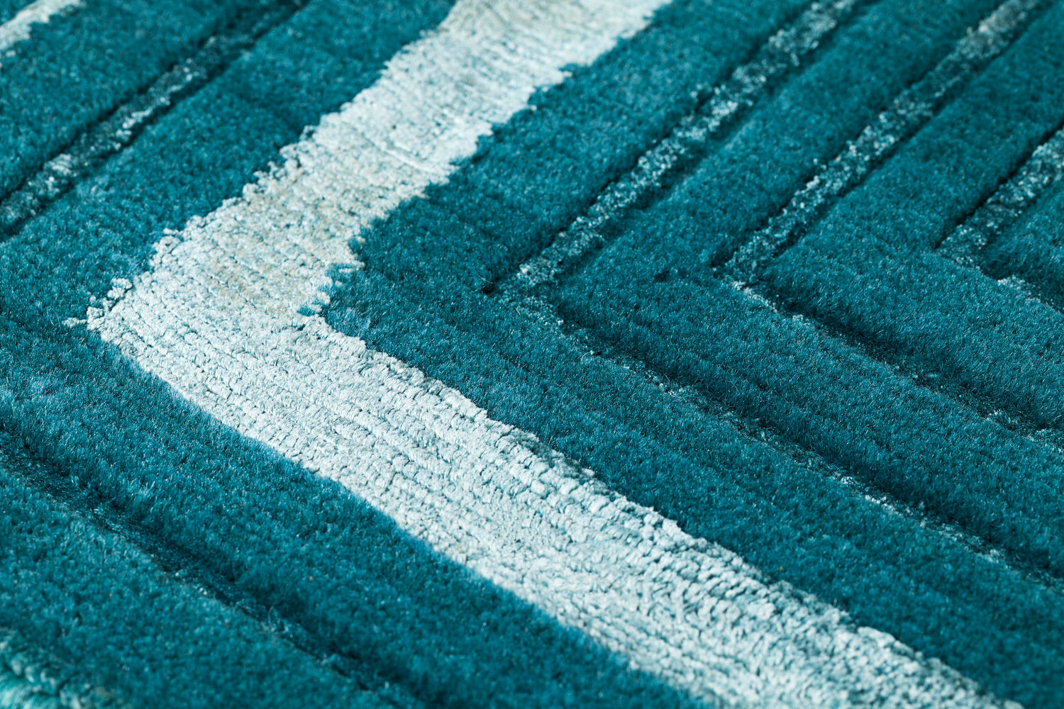 Tapis à Cadre Vert en Laine & Viscose