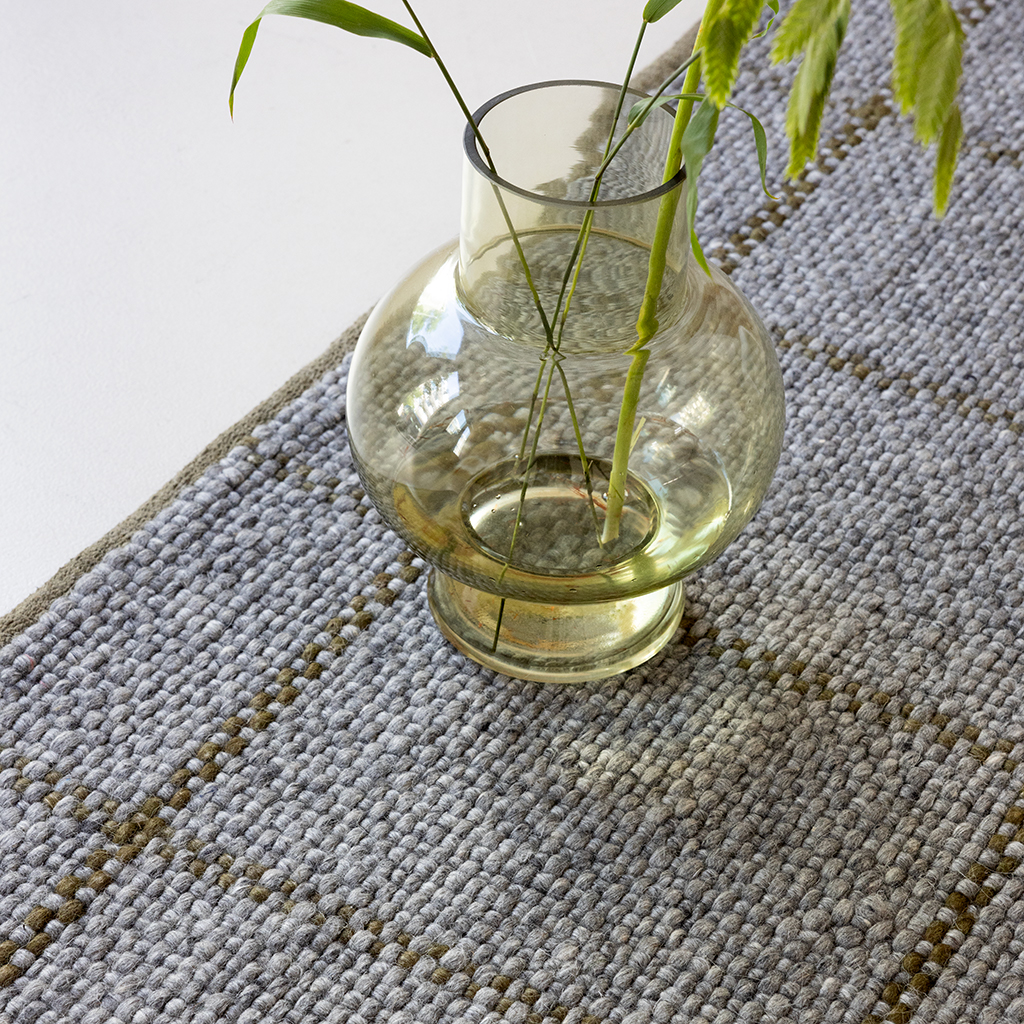 Tapis Artisan Matière Carreaux Ardoise/Olive