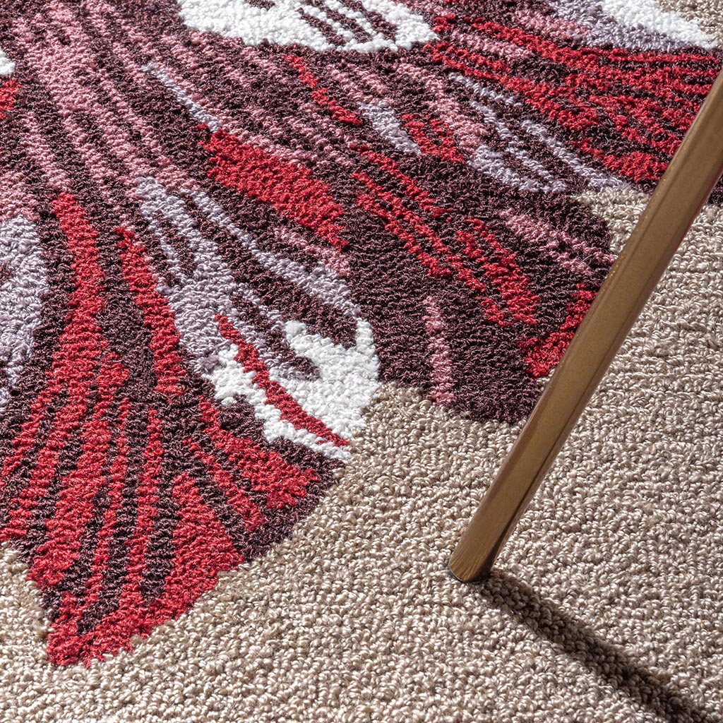 Tapis d’extérieur Botanical Tulip Beige / Rouge | Taille: 250 x 350 cm