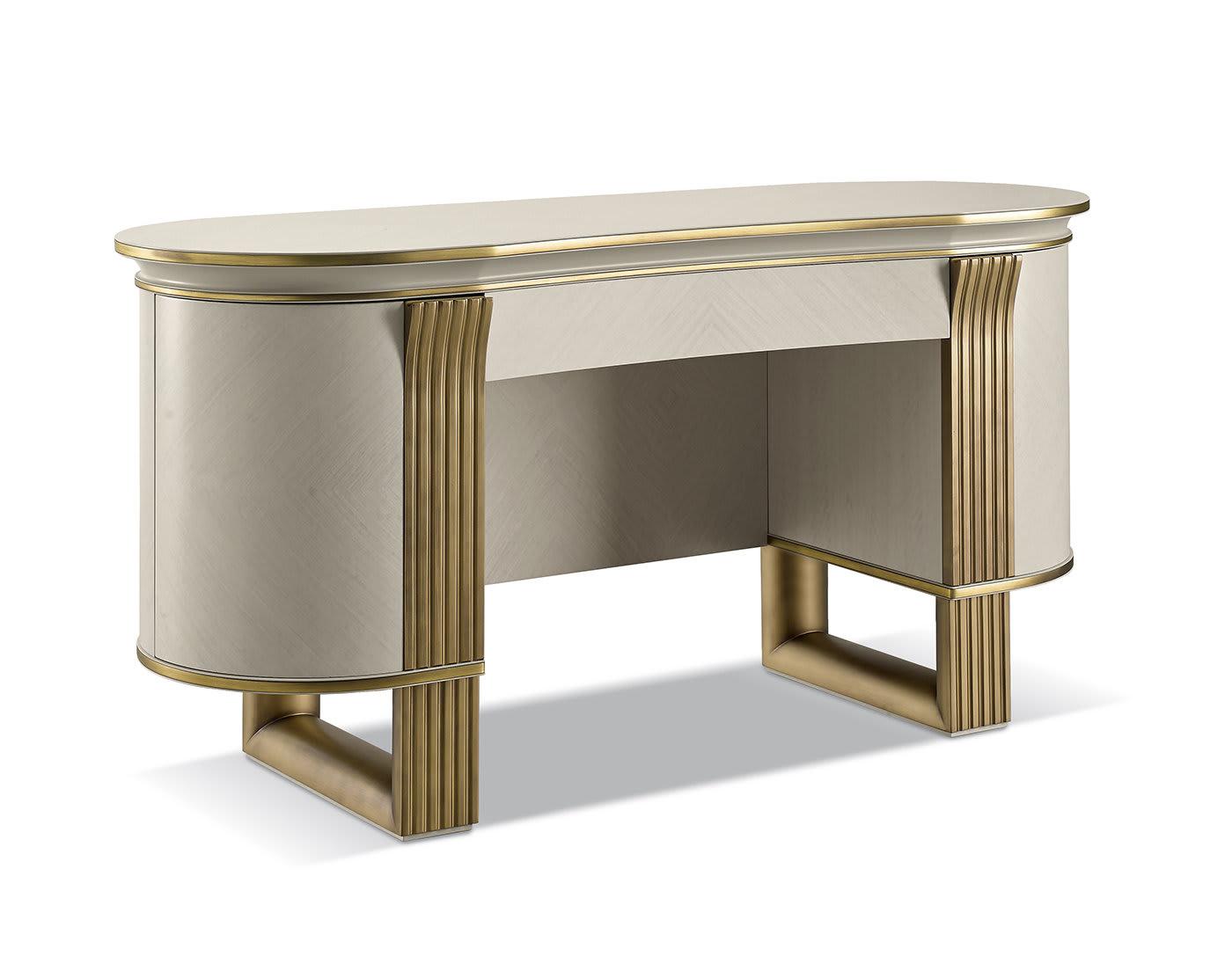 Coiffeuse Blanche / Or Oliver | Configuration: Avec miroir