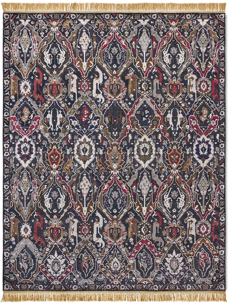 Tapis de luxe fait main KavaBagh Noir | Taille: 274 x 365 cm
