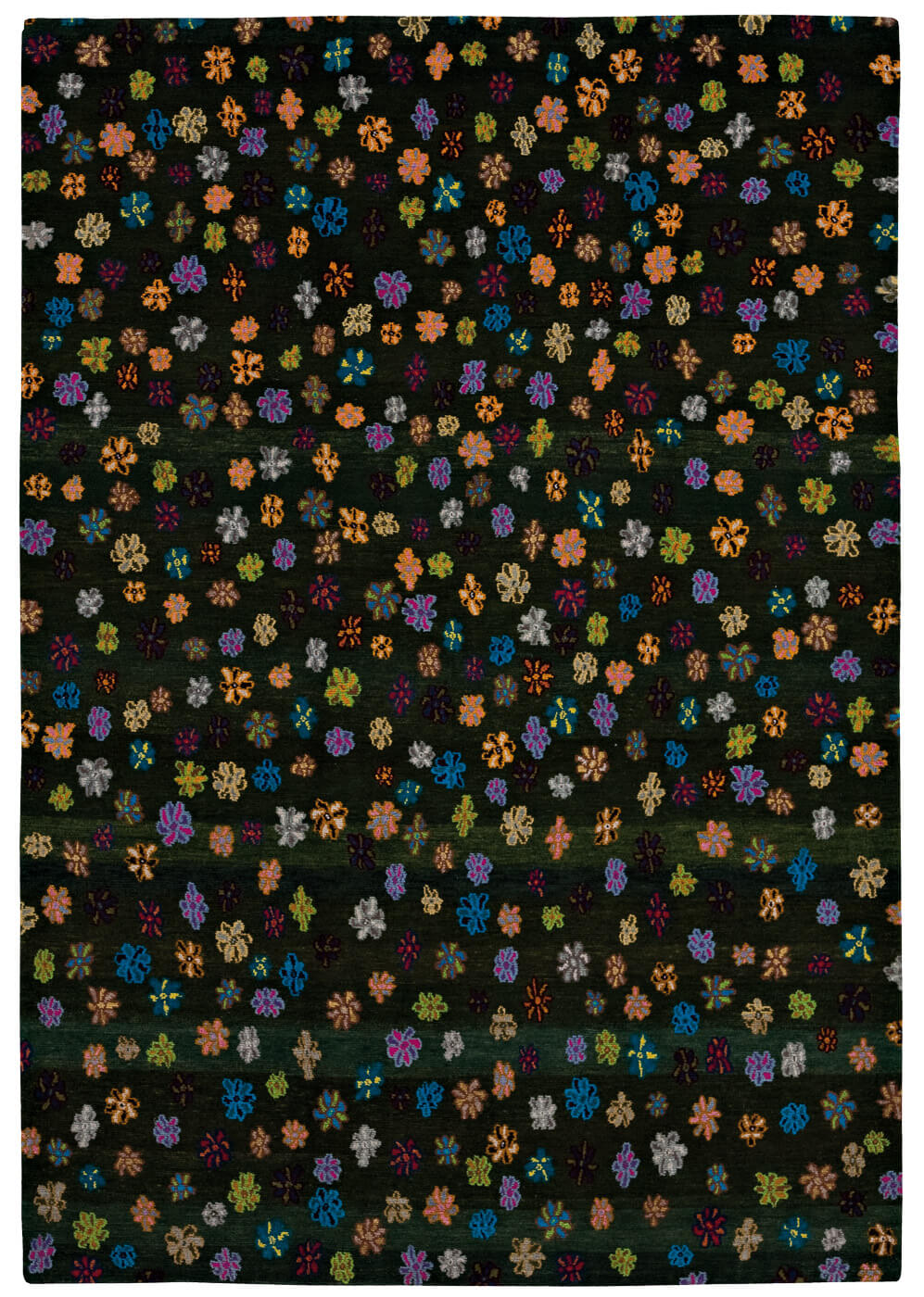 Tapis Petites Fleurs Vert Foncé | Taille: 200 x 300 cm