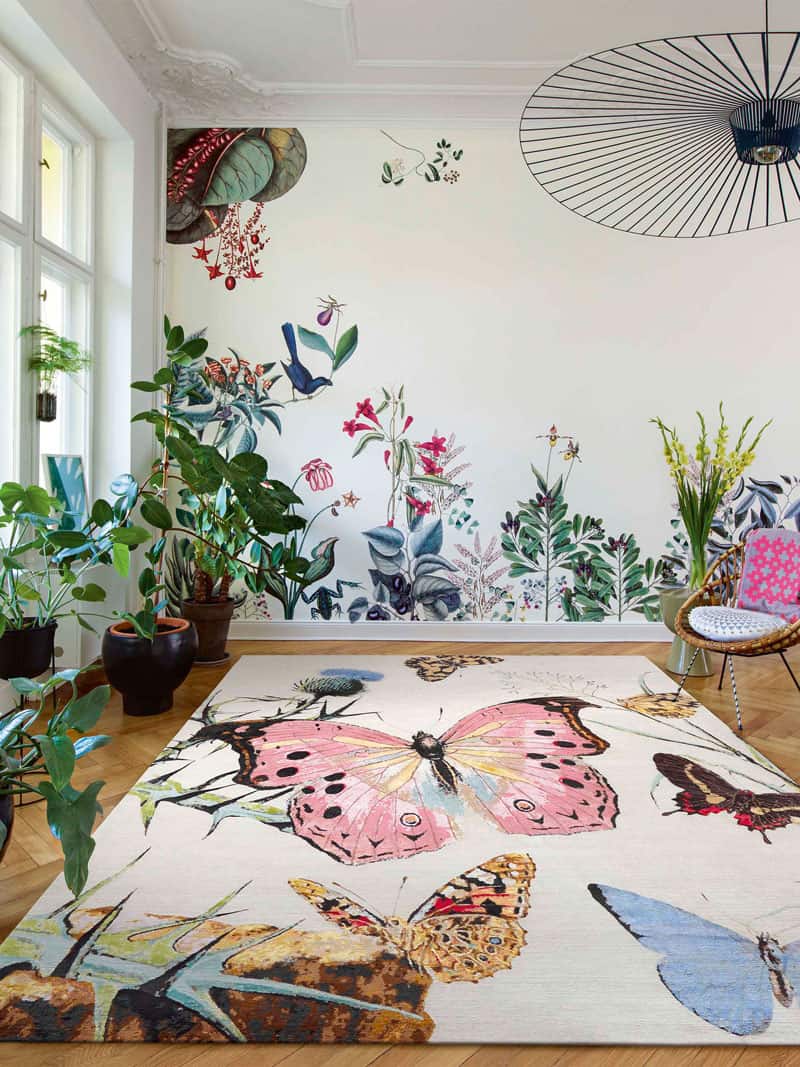 Tapis Papillon No. 01 Original sur Gris/Blanc | Taille: 305 x 427 cm